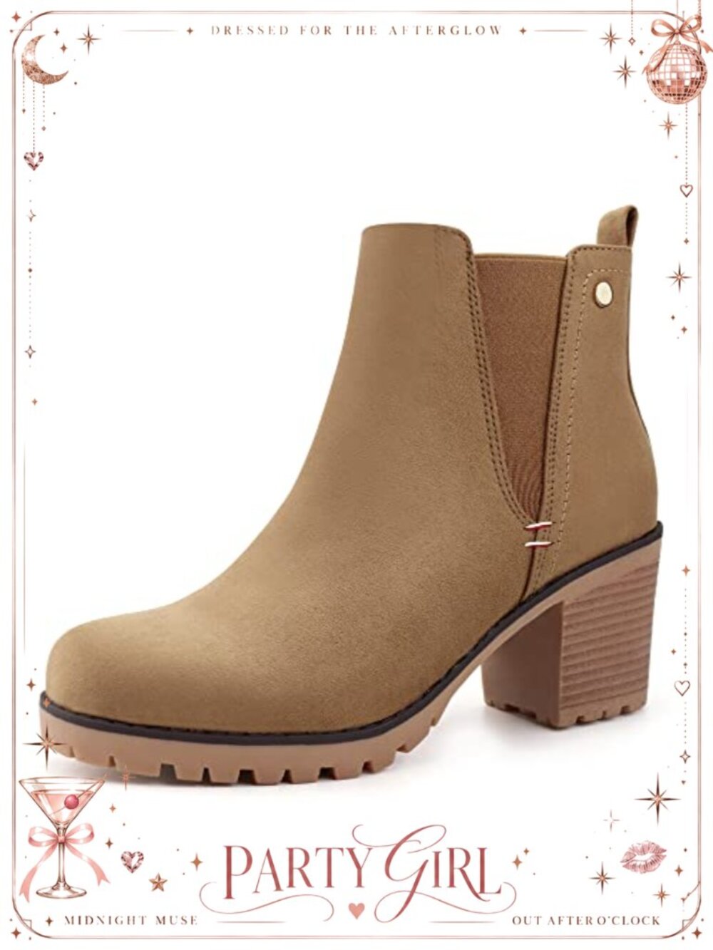 Suede Chelsea Boots Block Heel Slip-On Ankle Booties